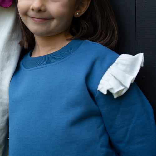 Pijama TALLA 14  Franela Algodón - Puelo (Azul) con Vuelos