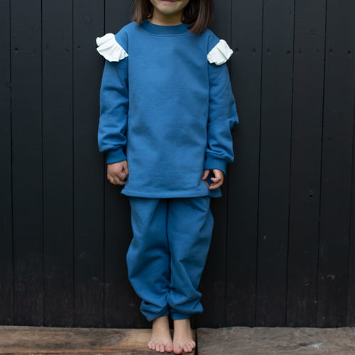 Pijama TALLA 14  Franela Algodón - Puelo (Azul) con Vuelos